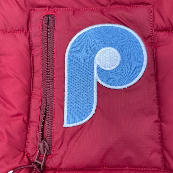 Unisex Adult Oversized Foot Locker Puffer x Phillies Patch Custom Baby Blue Pink - Picture 8 of 13